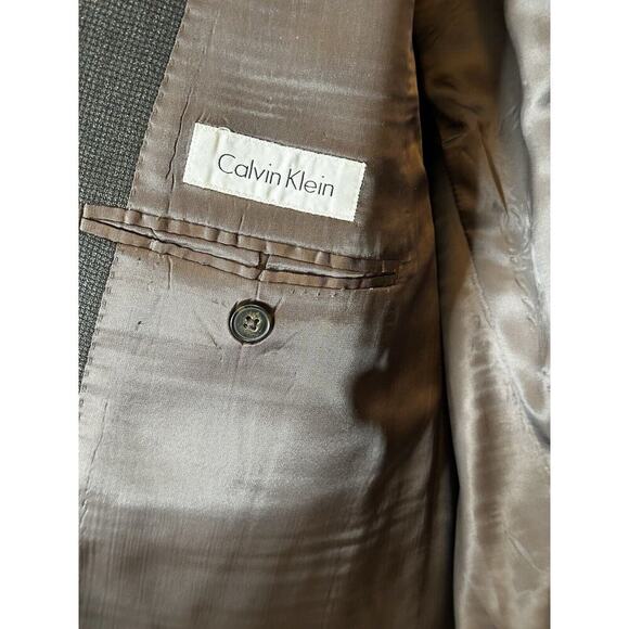 Calvin Klein Men's Sports Jacket 2 Buttons Single Breasted 100% Wool Brown Sz46L - Picture 5 of 11